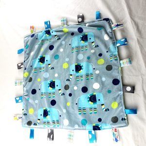 Elephant & Polka Dot Print Taggie Sensory Security Blanket - 17”X17”